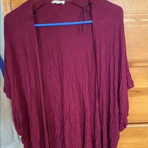 Maroon Kimono Cardigan Batwing Sleeves